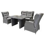 Ibiza premium stoel-bank loungeset 4-delig verstelbaar, Ophalen of Verzenden, Nieuw, Wicker