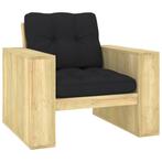 vidaXL Tuinstoel met zwarte kussens geïmpregneerd grenenhout, Tuin en Terras, Tuinstoelen, Verzenden, Nieuw