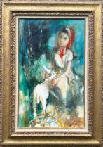 Jean Baptiste Valadié (1933) - Peasant Girl With Lamb, Antiek en Kunst