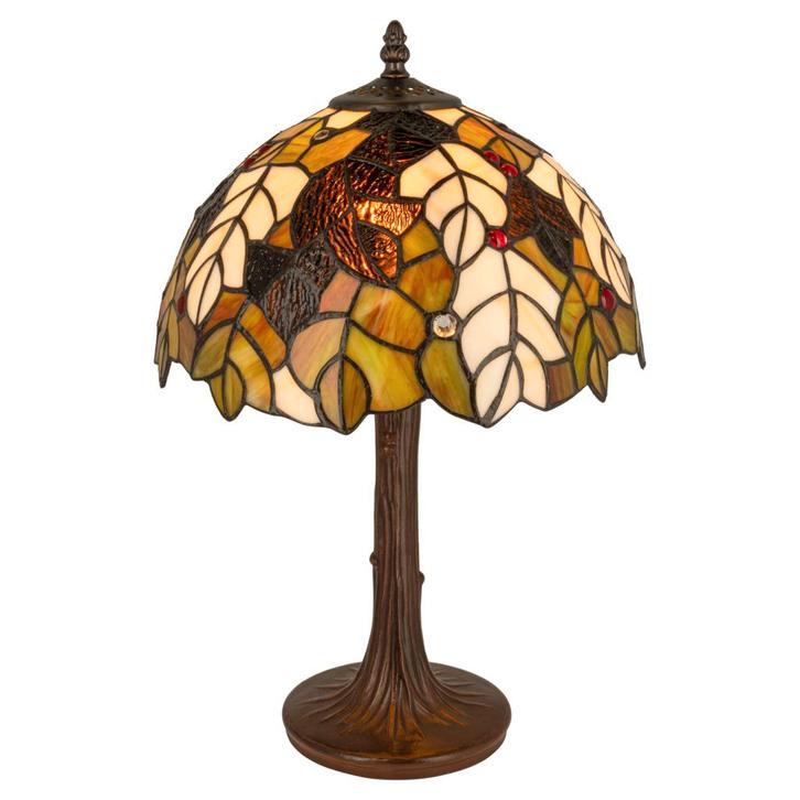 Tiffany tafellamp – Bladmotief &amp; Boomstamvoet – Ø 30,5 × H, Huis en Inrichting, Lampen | Tafellampen, Verzenden