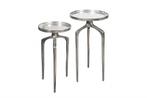 Set van 2 bijzettafels ABSTRACT 60cm zilverkleurig metaal, Huis en Inrichting, Tafels | Sidetables, Ophalen of Verzenden, Nieuw