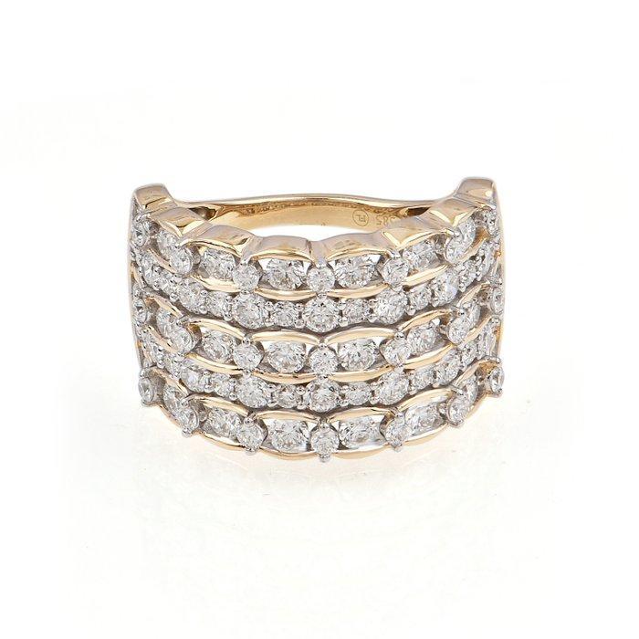 Ring - 14 karaat Geel goud - 2.45ct. tw. Diamant (Lab-grown), Sieraden, Tassen en Uiterlijk, Ringen