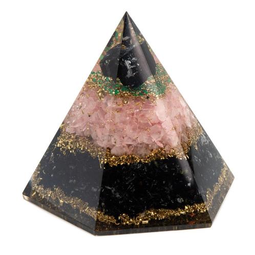 Orgonite Piramide Zwarte Toermalijn/ Rozenkwarts Facet (95, Verzamelen, Mineralen en Fossielen, Verzenden