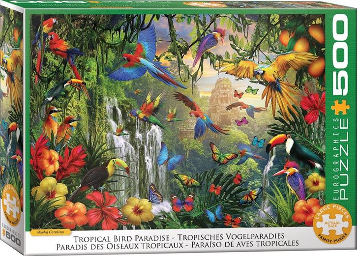 Tropisch Vogelparadijs Puzzel (500 XL stukjes) |, Hobby en Vrije tijd, Denksport en Puzzels, Nieuw, Verzenden