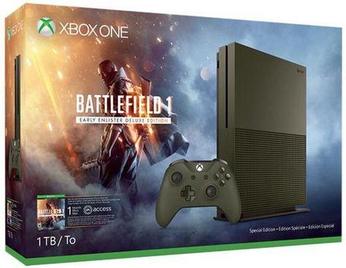 Xbox One S 1TB Special Edition-Military Green Battlefield 1, Spelcomputers en Games, Spelcomputers | Xbox One, Zo goed als nieuw
