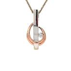 Gouden hanger bicolour met zirkonia 14 krt, Verzenden, Zo goed als nieuw, Wit, Goud