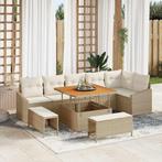 vidaXL Tuin Sofa Set met kussen 9 pcs Beige Poly riet, Tuin en Terras, Tuinsets en Loungesets, Verzenden, Nieuw, Rotan