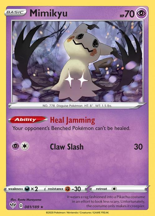 Mimikyu 081/189 Darkness Ablaze, Hobby en Vrije tijd, Verzamelkaartspellen | Pokémon, Losse kaart, Nieuw, Foil, Ophalen of Verzenden