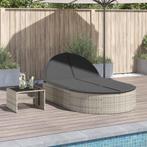 vidaXL Ligbed 2-persoons met kussens poly rattan lichtgrijs, Tuin en Terras, Verzenden, Nieuw