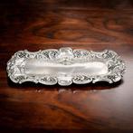 Victorian sterling silver oblong vide poche / ring tray