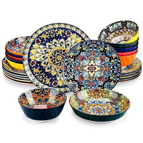 Boheemse Stijl Serviesset 24 of 48-Delig - Keramisch Servies, Huis en Inrichting, Keuken | Servies, Bord(en), Nieuw, Keramiek