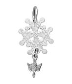 Zilveren Hugenotenkruis middel mat kleine duif kettinghanger, Sieraden, Tassen en Uiterlijk, Kettinghangers, Verzenden, Nieuw
