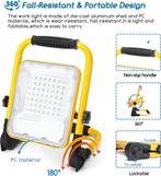 Aigostar LED Bouwlamp - 30W - 1000 Lumen - Acculamp - Verste, Verzenden, Nieuw
