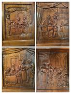 Snijwerk, Set 4x Eiken panelen 35*41cm - 45 cm - Eik - 1920