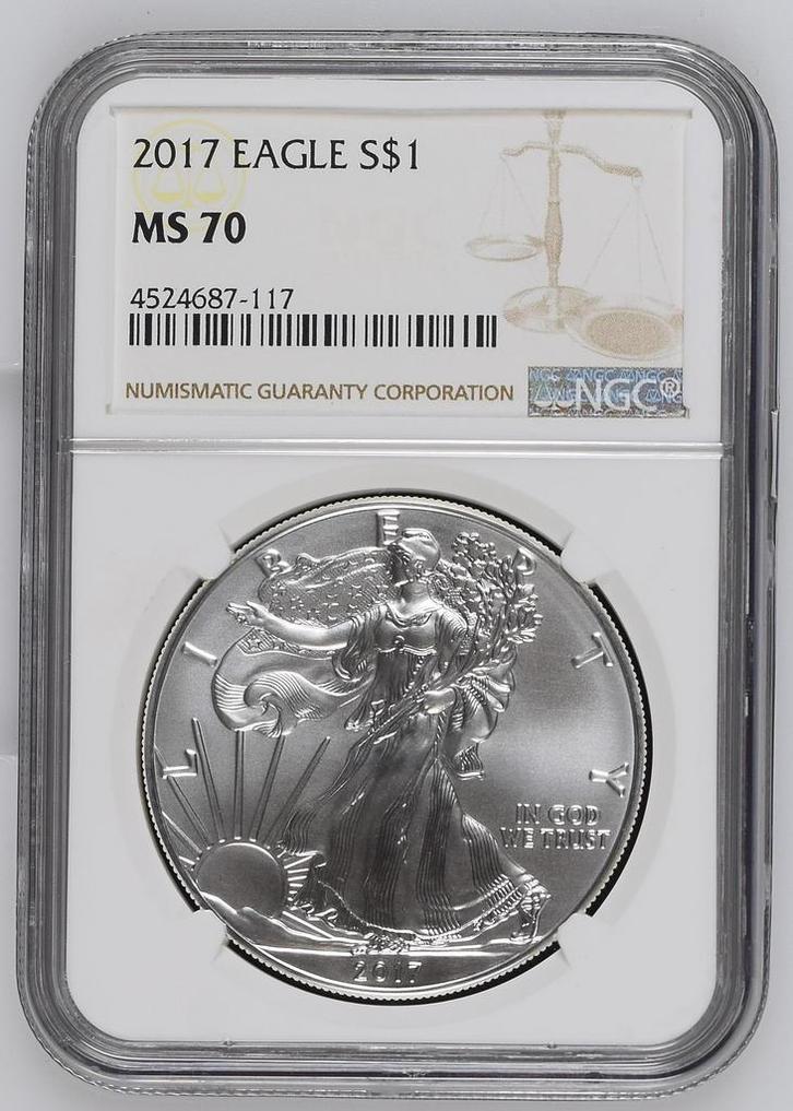 American Eagle 1 oz 2017 NGC MS70, Postzegels en Munten, Munten | Amerika, Midden-Amerika, Losse munt, Zilver, Verzenden