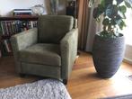 Leren fauteuil met houten poten - groen leer, Huis en Inrichting, Fauteuils, Nieuw, Ophalen of Verzenden, Landelijk, 50 tot 75 cm