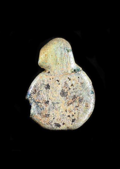 Oud-Romeins Iriserend glas Zegelhanger met schildpad, Antiek en Kunst, Antiek | Overige Antiek