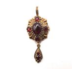 Zonder minimumprijs - Hanger - 9 kt. Geel goud Granaat