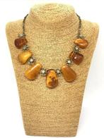 Oude vintage Baltische barnsteenketting met eigeelgele en