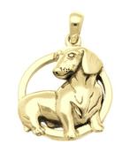 Gouden Teckel in ring kettinghanger, Sieraden, Tassen en Uiterlijk, Verzenden, Nieuw