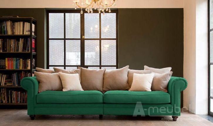 Bankstel Kaatsheuvel - rechte banken - Groen, Huis en Inrichting, Banken | Bankstellen, Nieuw, Stof