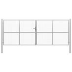 vidaXL Tuinpoort gegalvaniseerd staal 400x150 cm zilver, Verzenden, Nieuw
