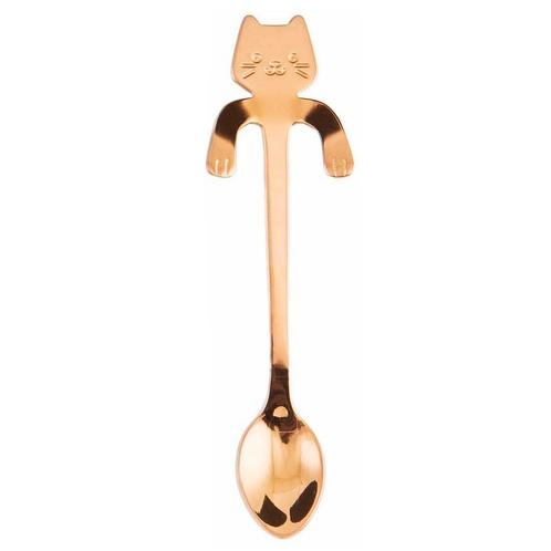 Fako Bijoux® - Theelepel / Koffielepel Hangende Kat - Rosé, Huis en Inrichting, Keuken | Bestek, Verzenden