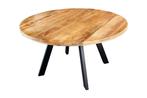 Massieve eettafel IRON CRAFT 145cm naturel rond mangohout, Ophalen of Verzenden, Nieuw