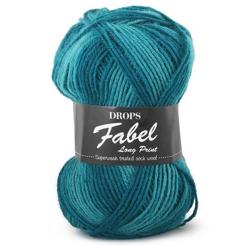DROPS Fabel Long Print - 918 smaragd - Wol Garen, Hobby en Vrije tijd, Breien en Haken, Ophalen of Verzenden