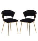 Nieuw: 2x Fluwelen Stoelen – Zwarte Gekruiste Rugleuning, Huis en Inrichting, Stoelen, Twee, Verzenden, Zwart, Nieuw