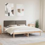 vidaXL Bedframe met Gevoerd Hoofdgedeelte Taupe 200 x 200 cm, Verzenden, Nieuw, Hout