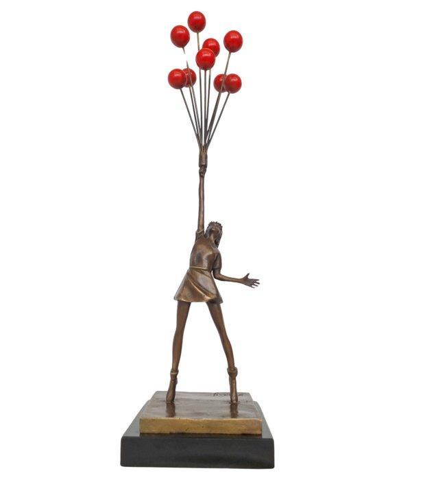 sculptuur, Girl with balloons - 53 cm - Brons, Marmer, Antiek en Kunst, Curiosa en Brocante