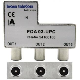 Coax splitter | Braun Telecom (Vrouwelijk naar 3x mannelijk), Computers en Software, Pc- en Netwerkkabels, Nieuw, Verzenden