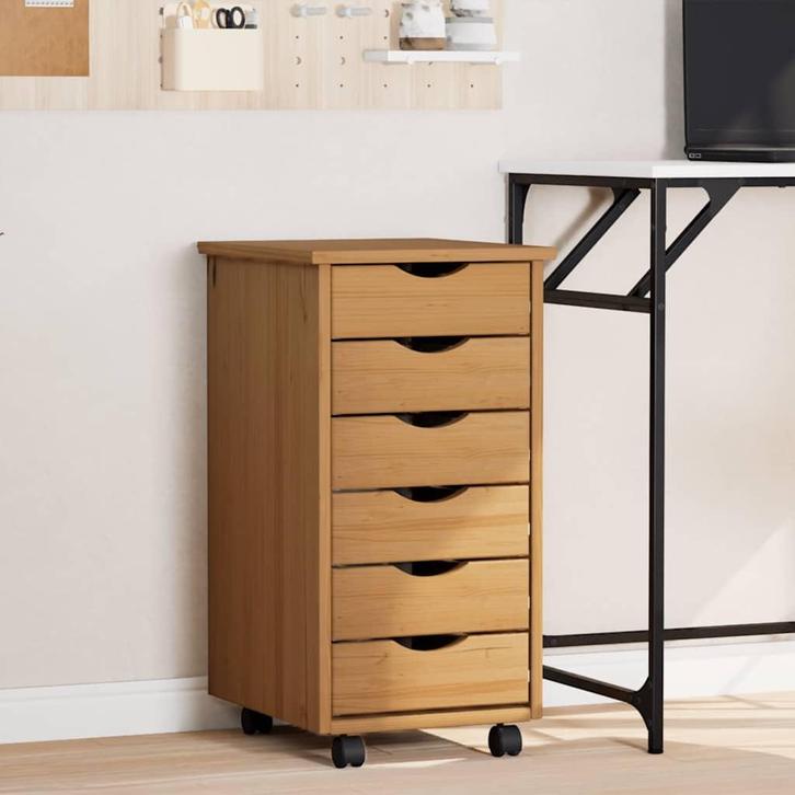 vidaXL Ladekast MOSS verrijdbaar massief grenenhout, Huis en Inrichting, Kasten | Overige, Nieuw, Verzenden