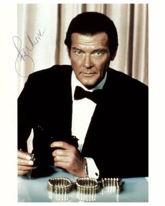 Roger Moore Hand Signed 8x10 Photo Handtekening 007 James, Verzamelen, Film en Tv