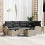 vidaXL Tuin Sofa Set met kussen met opslag 7 pcs Lichtgrijs, Verzenden, Nieuw, Rotan