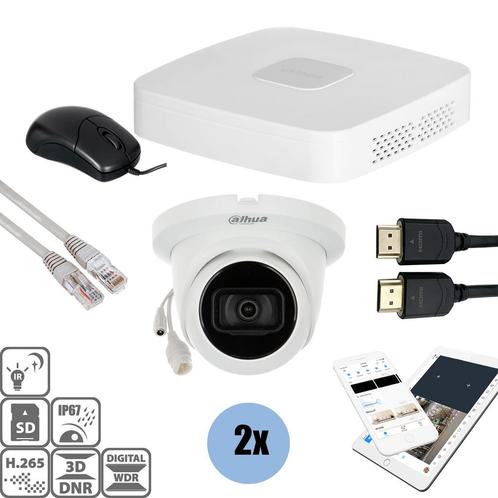 Dahua Set 2x Turret 8MP + Recorder & Bekabeling, Audio, Tv en Foto, Videobewaking, Ophalen of Verzenden