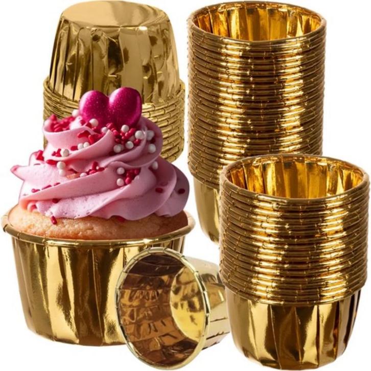 Ruhhy Gouden Muffin Cups - Set van 50 - Aluminium Vetbest..., Huis en Inrichting, Keuken | Keukenbenodigdheden, Nieuw, Ophalen of Verzenden