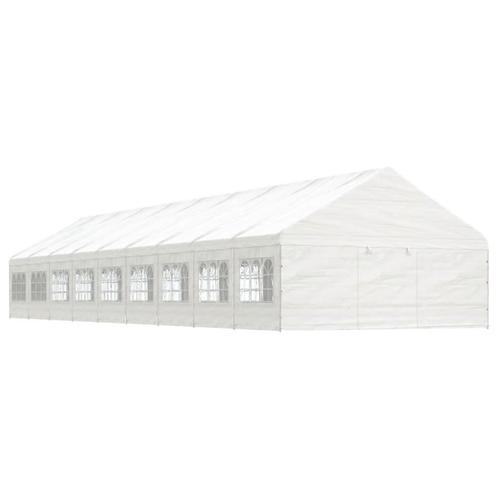 vidaXL Prieel met dak 20,07x5,88x3,75 m polyetheen wit, Tuin en Terras, Partytenten, Nieuw, Verzenden