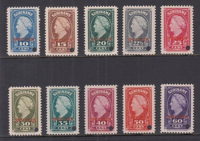 Suriname 1945 - Koningin Wilhelmina, met opdruk SPECIMEN en, Postzegels en Munten, Postzegels | Nederland