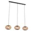 Oosterse hanglamp bamboe 3-lichts langwerpig - Amira, Huis en Inrichting, Lampen | Hanglampen, Nieuw, Oosters, 75 cm of meer