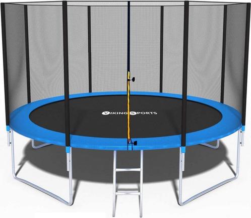 Grote Fitness Trampoline - 374 cm Blauw - Met Net en Ladd..., Kinderen en Baby's, Speelgoed | Buiten | Trampolines, Nieuw, Ophalen of Verzenden