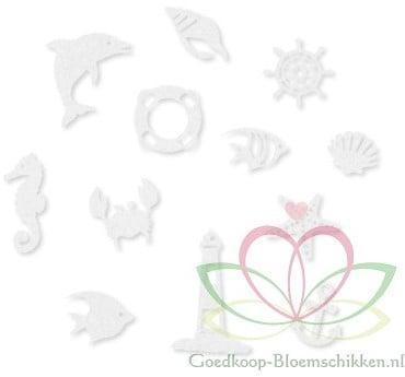 Vilt Sortiment Maritiem Wit Pakje 12 stuks, Hobby en Vrije tijd, Knutselen, Nieuw, Ophalen of Verzenden