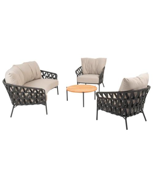 Albareto stoel bank organische loungeset 4 delig antraciet, Tuin en Terras, Tuinsets en Loungesets, Nieuw, Ophalen of Verzenden