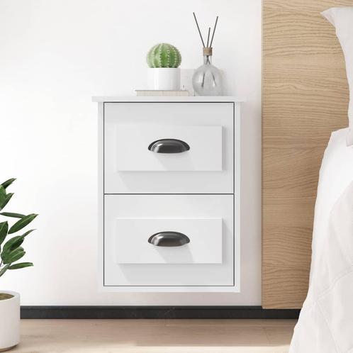 vidaXL Nachtkastjes 2 st wandgemonteerd 41,5x36x53 cm wit, Huis en Inrichting, Slaapkamer | Nachtkastjes, Nieuw, Minder dan 45 cm