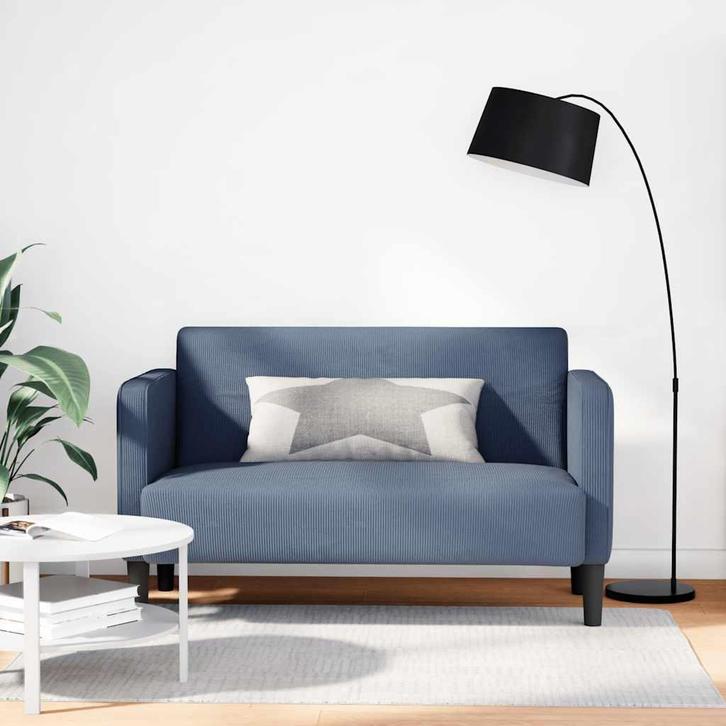 vidaXL Loveseat bank 109 cm corduroy stof blauw, Huis en Inrichting, Banken | Bankstellen, Nieuw, Stof, Verzenden