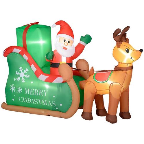 TRUUSK Opblaasbare Kerstdecoratie - 2,1 M Kerstman Met Slee, Diversen, Kerst, Nieuw, Verzenden