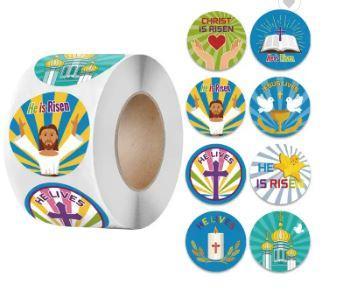 500 stickers labels pasen he is risen 2.5 cm rond  hij, Huis en Inrichting, Woonaccessoires | Kunstplanten en Kunstbloemen, Nieuw