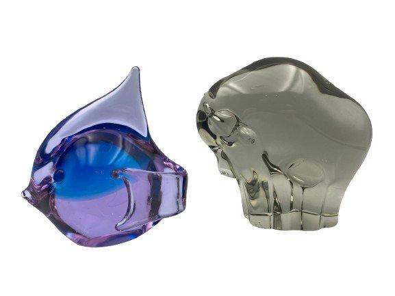 Beeldje - Vis en Buffel - Livio Seguso (2) - Kunstglas, Antiek en Kunst, Antiek | Glas en Kristal