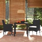 vidaXL 3-delige Tuinset met kussens poly rattan zwart, Tuin en Terras, Tuinsets en Loungesets, 2 zitplaatsen, Nieuw, Tuinset, Verzenden